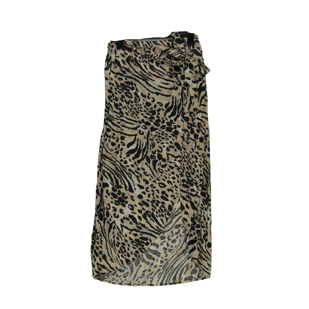 Billabong‎ Wrap Maxi Skirt Women's Size Large Tan Black Animal Print Sarong